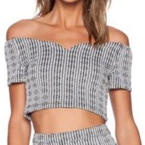 MINKPINK Crop Top Black/White Lined Small EUC